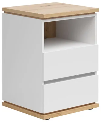 Produktbild von Nachtkommode YAMAEL, Weiss, 2 Schubladen, grifflos, Softclose, 45x63x42 cm (BxHxT)