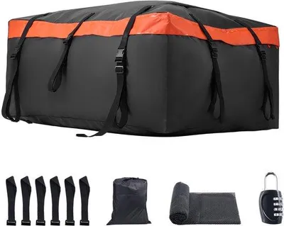 Image de Kit de réparation de toit de 20 pieds cubes pour automobile, kit de réparation de toit étanche en PVC 840d, avec tapis antidérapant, tuyau et 6 crochets, adapté à tous les véhicules