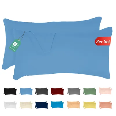 Produktbild von Jersey Kissenbezug 2er Set 40x60 cm 100% Baumwolle  Eisblau