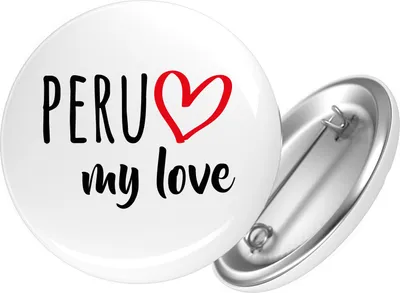 Produktbild von Huuraa Button Peru my love 59mm rund mit Sicherheitsnadel Ansteckbutton Geschenkidee