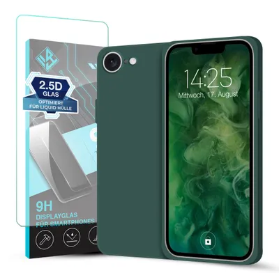 Produktbild von Hülle für Apple iPhone 17e mit 9H Displayglas Displayschutz Case Cover Bumper Smartphone Softgrip Schutzhülle Farbe: Grün