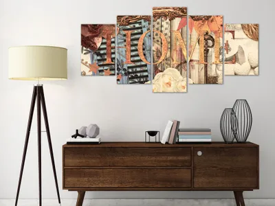 Produktbild von Akustikbild Home Abstrakt 200x100 cm Bilder Akustikschaum Hochleistungsschallabsorber Schallschutz Leinwand 5 tlg Wandbild Raumakustik Schalldämmung m-C-0027-b-o