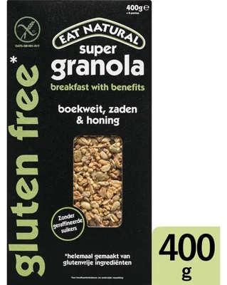 Obrázek produktu pro Eat Natural Super Granola bez lepku 400 g – křupavé, bezlepkové müsli