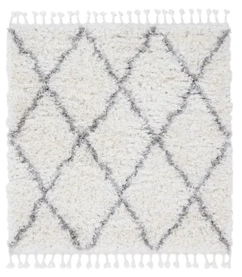 Produktbild von Hochflorteppich Eddy Quadratisch Weiß 150x150 cm Floral | Moderner Teppich für Wohn- und Schlafzimmer