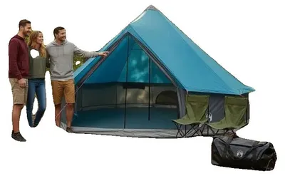 Obrázek produktu pro Rodinný stan, rozměry 15 ft x 10 ft x 7 ft, voděodolný polyesterový materiál, vhodný pro 8 osob, lehký (14 liber), snadná montáž
