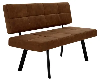 Produktbild von Kunstleder Esszimmerbank, 140 cm Sitzbank für Flur – Moderne Sitzbank im Industriestil, Küchenbank mit stabilen Metallbeinen, 10 cm dicke Polsterbank, Essbank mit Rückenlehne für Küche/Flur