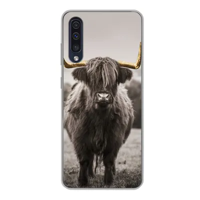 Produktbild von MuchoWow® Handyhülle Schutzhülle Hülle für Samsung Galaxy A50 Schottischer Highlander - Gold - Hörner Silikon Softcase Handy Hülle - Mobiltelefonhülle