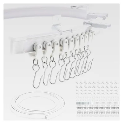 Produktbild von Flexible Gardinenschiene, 6 Meter Decken-Vorhangschiene, Gebogene Vorhangschiene für Raumteiler und Duschvorhänge - Weiß
