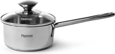 Produktbild von Fissman Bratpfanne Edelstahl mit Glasdeckel, Mini Größe, Induktion, ø14cm, 0.9L