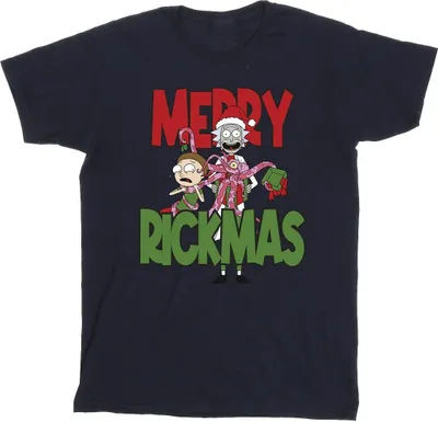 Image de Rick And Morty - "Merry Rickmas" T-shirt pour homme BI44592 (XL) (Bleu marine)
