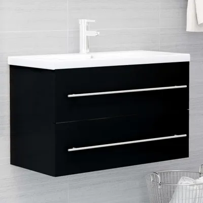 Produktbild von Design Möbel Waschbeckenunterschrank Schwarz 80x38,5x48 cm Holzwerkstoff - 2024 Neu