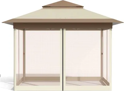 Image de Pavillon de jardin pop-up 3,3 x 3,3 m – Pavillon pliable avec moustiquaires – Résistant aux UV et à la pluie – Double toit – Hauteur réglable – Kaki