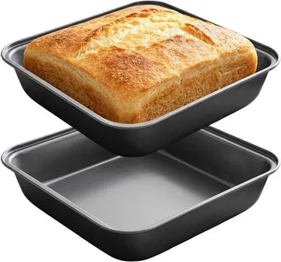 Zdjęcie produktu dla Zestaw form do pieczenia - czarny - 22,5 x 22,5 x 5 cm - Naczynia do pieczenia ze stali nierdzewnej - idealne do brownie i ciast