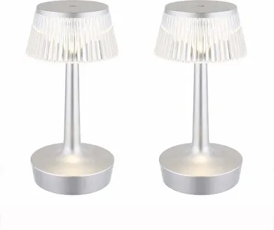 Produktbild von 2x LED Tischleuchte, Silber, Kristall-Effekt, Touch, Dimmbar
