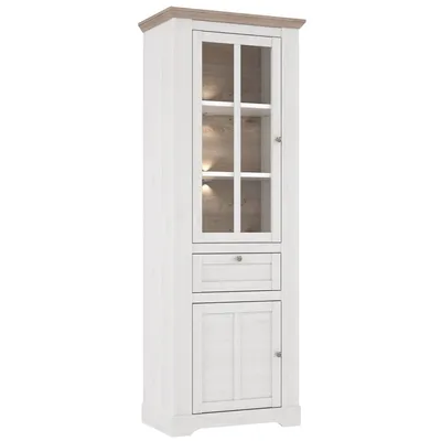 Produktbild von Vitrine Iliano 2 Schneeeiche 76x210x45 cm LED Schrank Landhausmöbel