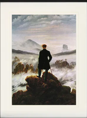 Produktbild von Caspar David Friedrich Gerahmtes Bild Mit Edlem Passepartout | Wand-Bilder | Im Bilderrahmen - Der Wanderer Im Nebelmeer, 1818 (80 x 60 cm)