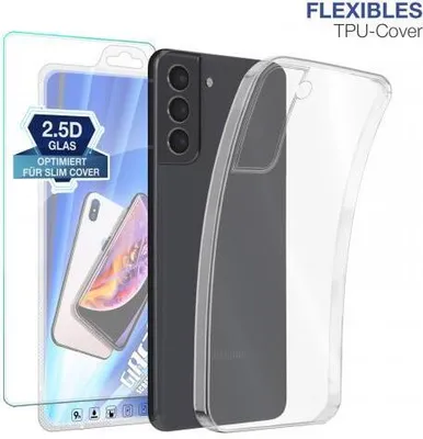 Produktbild von TPU-Hülle Transparent für Samsung Galaxy S22 / S22 Ultra - Modellkompatibilität: Für Samsung Galaxy S22 - Displayglas: Mit 9H Displayglas