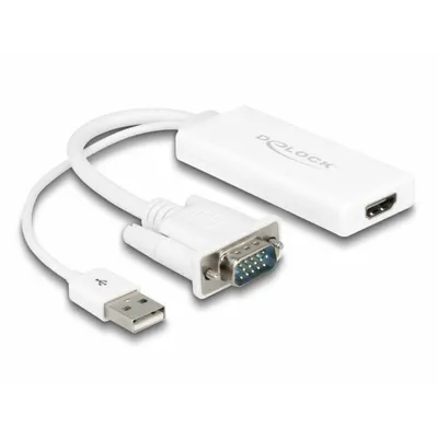 Produktbild von DeLOCK 62460, 0,25 m, HDMI Typ A (Standard), VGA (D-Sub) + USB, Männlich, Weiblich, 1920 x 1080 Pixel