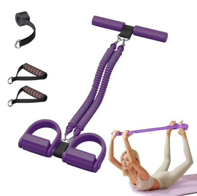 Productafbeelding van Omgoods - Elastische Fitnessband met Pedalen en Handgrepen voor Krachttraining