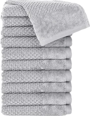Produktbild von Pure Label 10-TLG Gästehandtücher 30x50 cm mit Aufhängeschlaufe aus 100% Baumwolle, saugstark und weich | 10 Gästehandtücher Grau - Hellgrau, 30x50cm