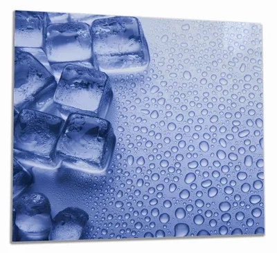 Produktbild von Wallario Herdabdeckplatte aus Glas, Größe 60 x 52 cm 1-teilig, Motiv Eiswürfel