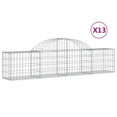 Produktbild von Gabionen mit Hochbogen 13 Stk. 200x30x40/60 cm Verzinktes Eisen