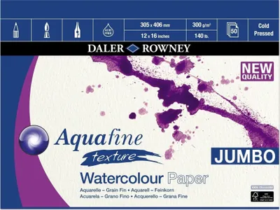 Zdjęcie produktu dla Daler Rowney Aquafine Texture Watercolour Paper Aquafine Szkicownik 50 30,5 x 40,6 cm 300 g