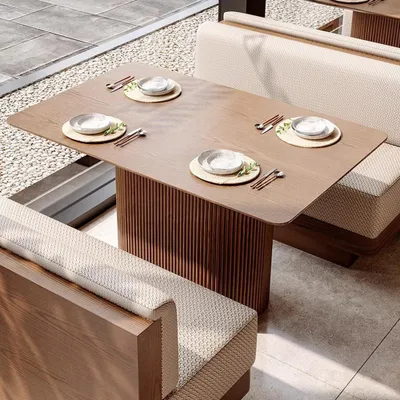 Produktbild von Restaurant-Esstisch, Holztisch, Gastronomie-Tisch, Café-Tisch aus Holz, Tisch mit Leistenbeinen, Langer Tisch 120*60*75cm
