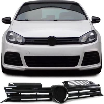 Produktbild von Sport Grill Kühlergrill Schwarz Glanz mit Chromleisten für VW Golf 6 08-13