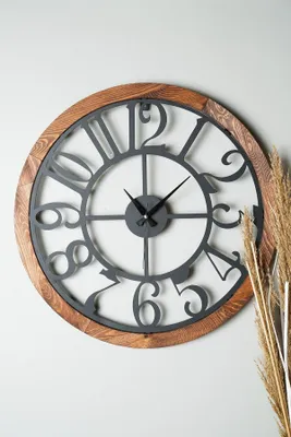 Produktbild von Wallity, Myk1212-10, Wanduhr, Nussbaum, 100 % METALL, 55 x 55 cm