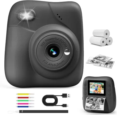Produktbild von Kinder Sofortbildkamera mit 1080P Video, 48MP Digitalkamera, tintenloser Sofortdruck, 32GB Speicherkarte & 3 Druckpapierrollen, Geschen 3–12 Jahre