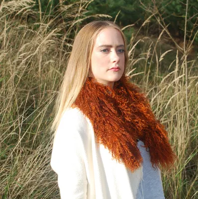 Produktbild von Tibet Lammfell Boa Schal JAY12 Orange 10x140cm