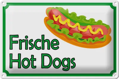 Produktbild von Blechschild Hinweis 30x20cm frische Hot Dogs Restaurant