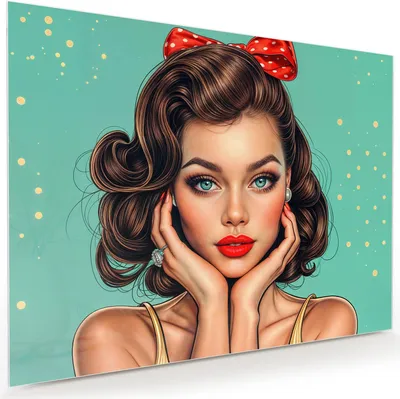 Produktbild von Glasbild 120x90cm in XXL für Wohnzimmer, Schlafzimmer Motiv Retro Schönheit