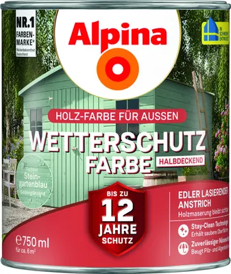 Produktbild von Alpina Wetterschutzfarbe halbdeckend 0,75 L steingartenblau