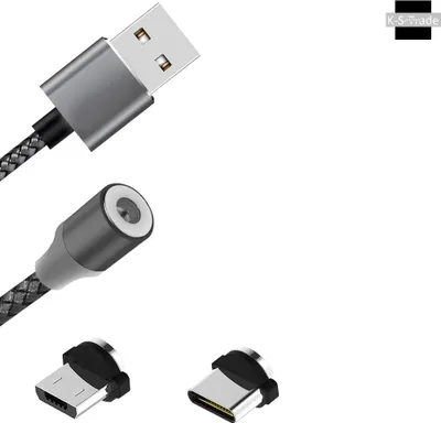 Produktbild von K-S-Trade Hochwertiges Magnet-Lade-kabel Sync-Kabel Daten-Kabel für Huawei P Smart+ 2019 mit USB-Typ-C-Anschluss und Micro-USB-Anschluss 2A bis zu