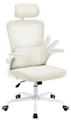 Produktbild von WOLTU Bürostuhl ergonomisch Mesh Kopfstütze klappbare Armlehnen Beige