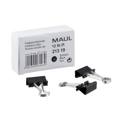 Produktbild von MAUL Foldback-Klemmer Federstahl Metall 12 Stück 19 mm schwarz