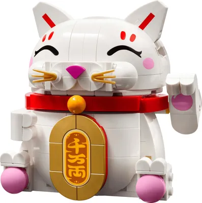Productafbeelding van LEGO Gelukskat - Bouwset voor volwassenen - Modelbouw met een dierenfiguur met een zwaaiende poot en een gouden munt - Kattenfiguur om te bouwen - DIY decoratieset - Creatief cadeau voor kinderen en volwassenen - 40813