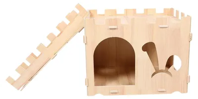 Obrázok produktu pre Drevený domček pre zajace s lezeckým rebríkom pre malé domáce zvieratá