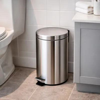 Immagine prodotto di Pattumiera cestino portarifiuti in acciaio inox argentato con pedale - 20 lt.