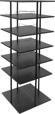 Produktbild von Schuhregal - Drehbarer Schuhständer - 24 Paar - 360° Drehbar - 6 Ebenen - 57×57×155 cm - Freistehend - Schwarz