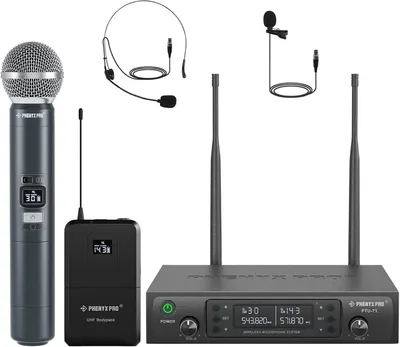 Immagine prodotto di Sistema microfonico wireless - Kit microfono wireless - Sistema microfonico UHF a due canali - Kit microfono