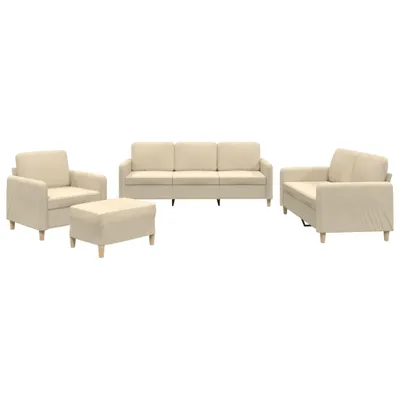 Produktbild von vidaXL 4-tlg. Sofagarnitur mit Kissen Creme Stoff