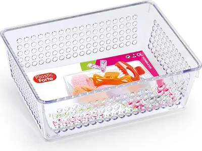 Produktbild von Plasticforte Organizer / Aufbewahrungskorb - Kunststoff - transparent - 18 x 13 cm - Schubladeneinte