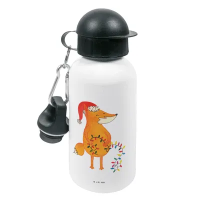 Produktbild von Mr. & Mrs. Panda Trinkflasche Fuchs Weihnachten - Weiß - Geschenk, Weihnachtsmann, Wasserflasche, schulflasche, Kindergarten, Winter, Heiligabend, Weihnachtszeit, Kinder