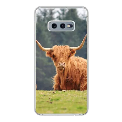 Produktbild von MuchoWow® Handyhülle Schutzhülle Hülle für Samsung Galaxy S10e Schottische Highlander - Gras - Wald Silikon Softcase Handy Hülle - Handy