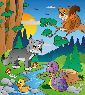 Produktbild von Fototapete - Forest Animals 225x250cm - Vliestapete