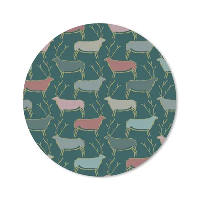 Produktbild von MuchoWow® Mauspad Mousepad Muster - Hirsche - Grün 20x20 cm - Mousepads - Maus Mat - Pad - Mausunterlage - Schreibtischmatte