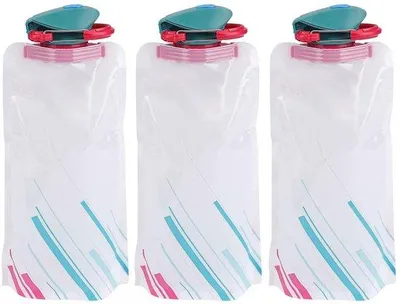 Produktbild von Ibenzoa® Faltbare Wasserflaschen 3er-Set – 700 ml, lebensmittelsicher & BPA-frei, mit Karabiner und auslaufsicherem Klappverschluss, faltbar 13×2 cm (25×13×4,2 cm)